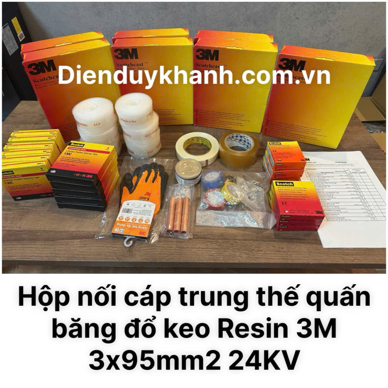 Hộp Nối Cáp Trung Thế Quấn Băng Đổ Resin 24KV 3Cx95_ VN-5B 93-A 95-Cu/3